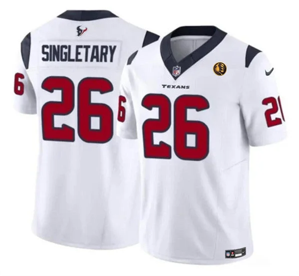 Football Jersey For Fan Apparel Orders-Men's Houston Texans #26 Devin Singletary White 2023 F.U.S.E. With John Madden Patch Vapor Limited Football Stitched Jersey