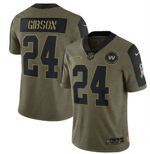 Football Jersey For Custom Print Orders-Men's Washington Football Team #24 Antonio Gibson 2021 Olive Salute To Service Limited Stitched Jersey