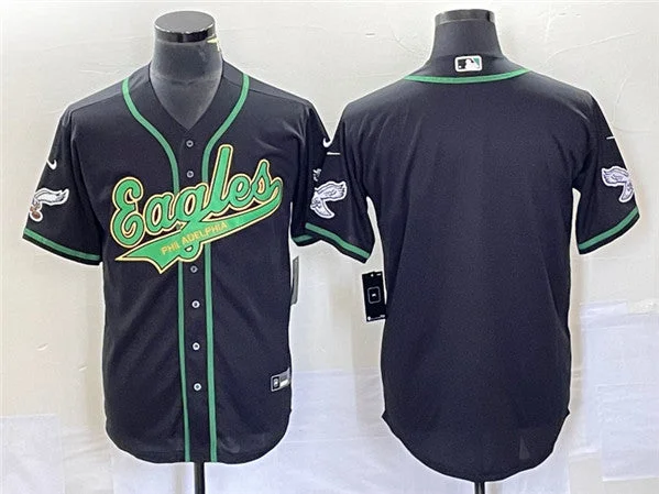 Baseball Jersey For Official Team Gear-Men's Philadelphia Eagles Blank Black Cool Base Stitched Baseball Jersey