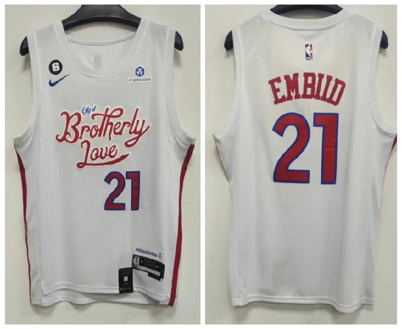 Basketball Jersey With Player Names And Numbers-76ers 21 Joel Embiid White 2023 City Edition Swingman Basketball Jersey