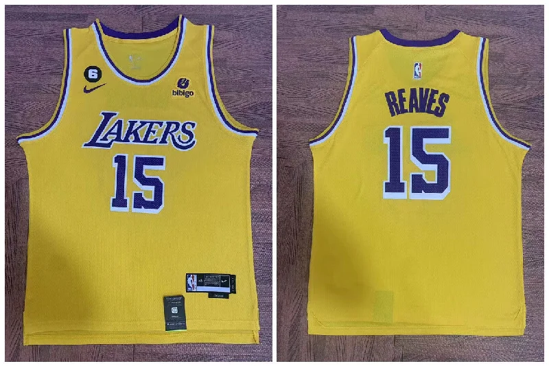 Basketball Jersey For Youth Basketball Leagues-Lakers 15 Austin Reaves Yellow City Edition Swingman Basketball Jersey