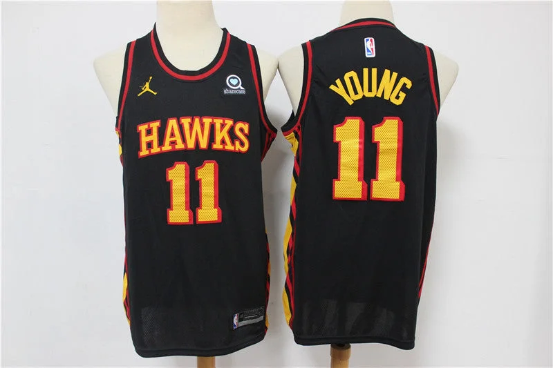 Basketball Jersey For Personalized Custom Team Gear-Hawks 11 Trae Young Black 2020 Swingman Basketball Jersey