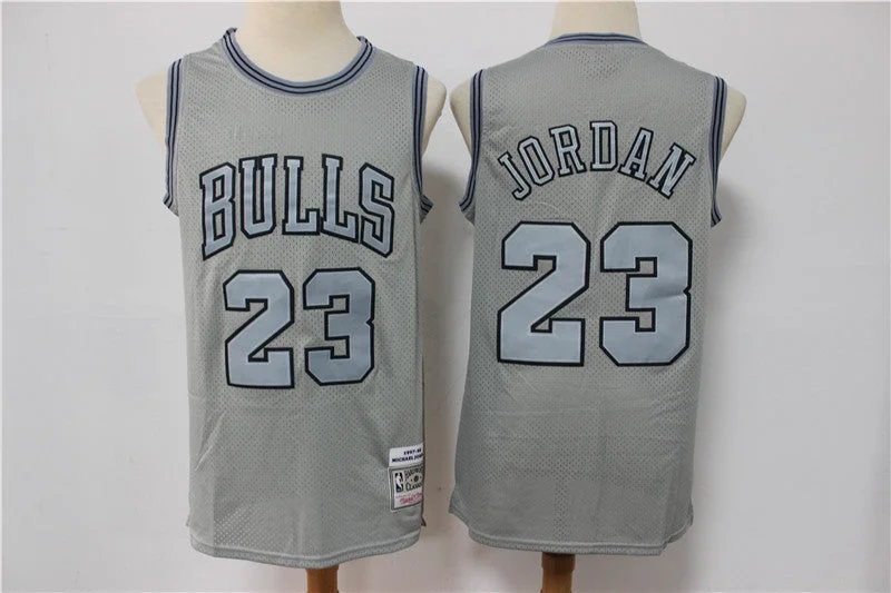 Basketball Jersey For Team Customization-Bulls 23 Michael Jordan Gray Hardwood Classics Basketball Jersey