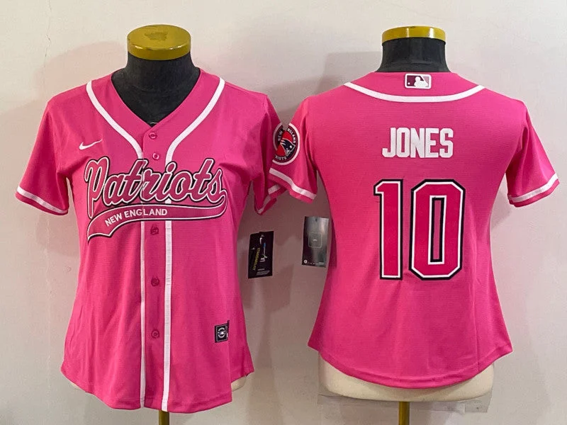 Baseball Jersey For Custom Baseball Apparel-Women's New England Patriots #10 Mac Jones Pink With Patch Cool Base Stitched Baseball Jersey(Run Small)