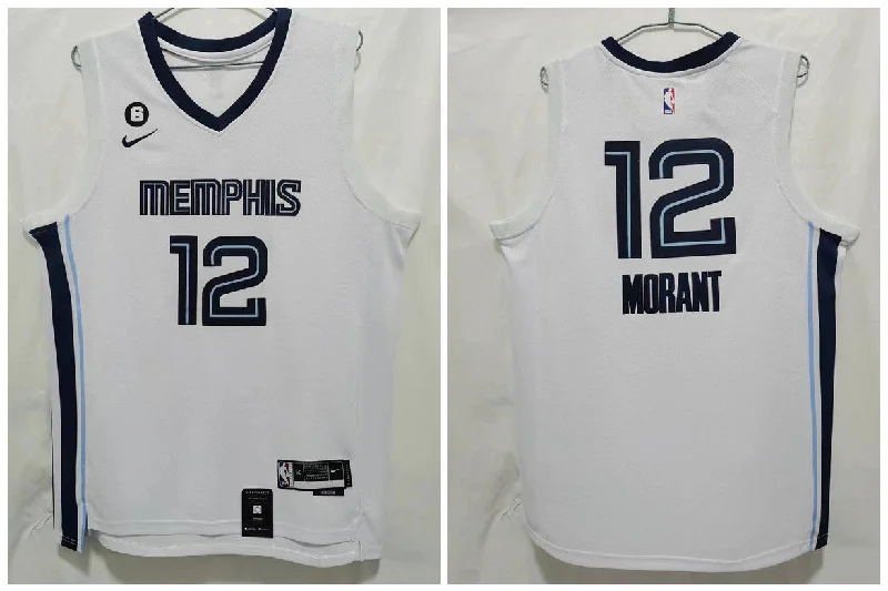 Basketball Jersey For Game Day-Grizzlies 12 Ja Morant White 2022-23 City Edition Swingman Basketball Jersey