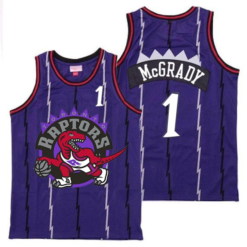 Basketball Jersey With Unique Fabric Options-Raptors 1 Tracy McGrady Purple Big Logo Retro Basketball Jersey