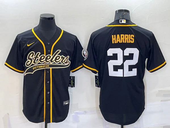 Baseball Jersey For Limited-Time Orders-Men's Pittsburgh Steelers #22 Najee Harris Black With Patch Cool Base Stitched Baseball Jersey