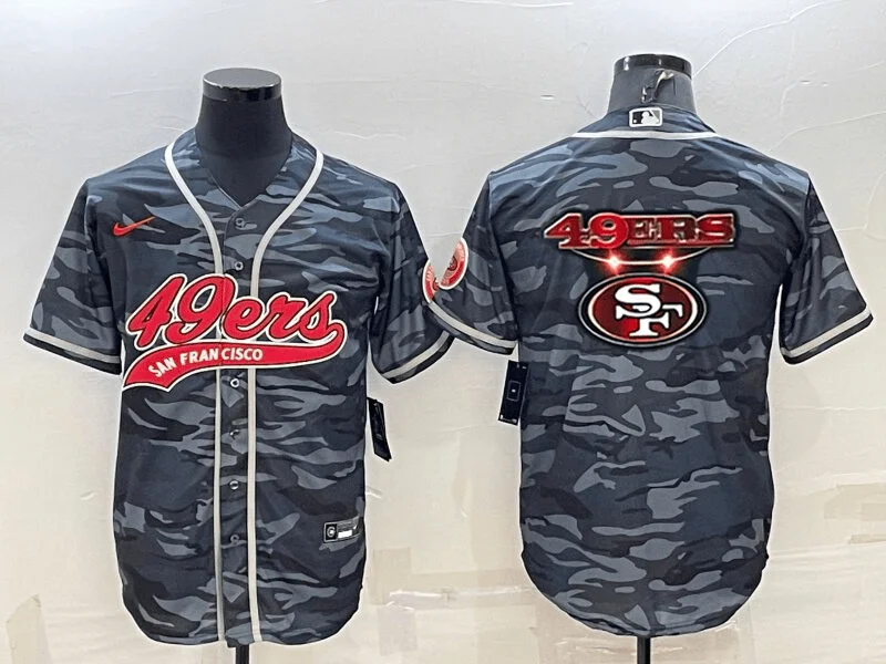 Baseball Jersey For Adult Leagues-Men's San Francisco 49ers Blank Grey Navy Team Big Logo With Patch Cool Base Stitched Baseball Jersey