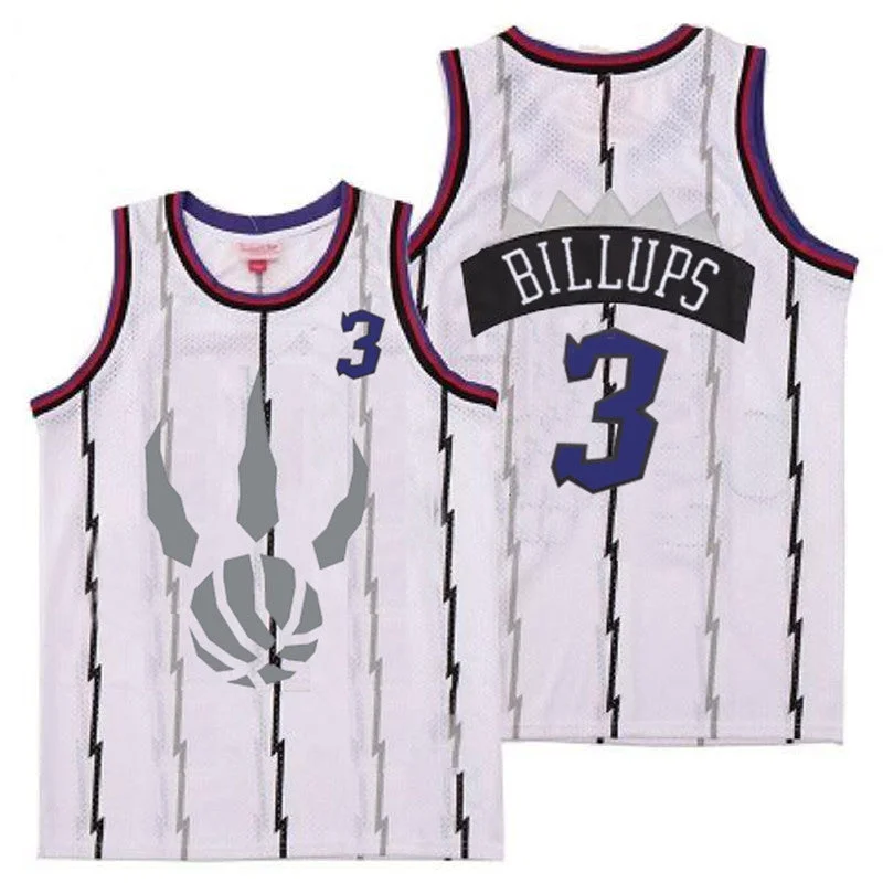 Basketball Jersey For Custom Team Gifts-Raptors 3 Chauncey Billups White Gray Logo Retro Basketball Jersey