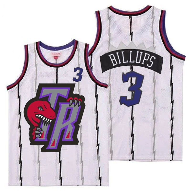 Basketball Jersey For Unique Fan Orders-Raptors 3 Chauncey Billups White Big Gray TR Logo Retro Basketball Jersey