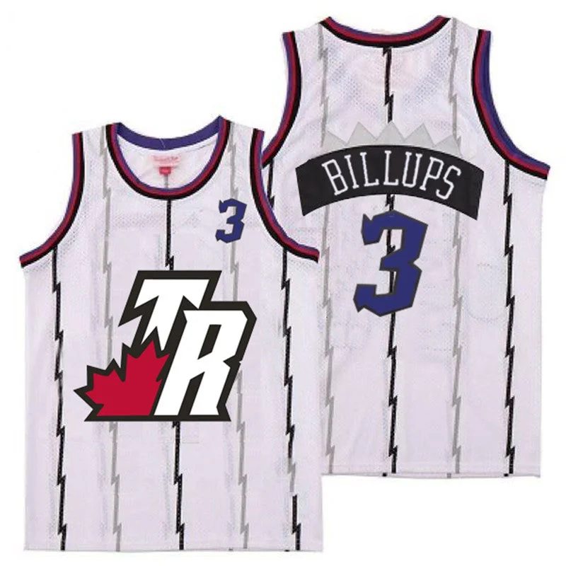 Basketball Jersey For Personalized Custom Team Gear-Raptors 3 Chauncey Billups White Big White TR Logo Retro Basketball Jersey