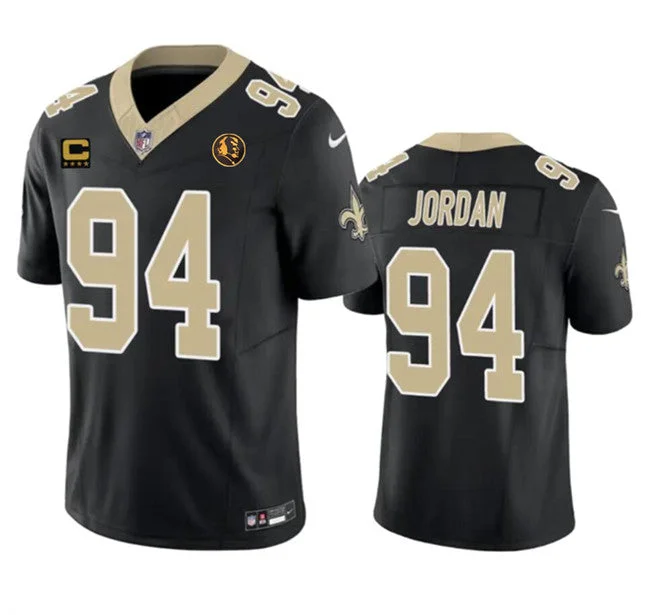 Football Jersey For Team Uniforms-Men's New Orleans Saints #94 Cameron Jordan Black 2023 F.U.S.E. With 4-star C Patch And John Madden Patch Vapor Limited Football Stitched Jersey