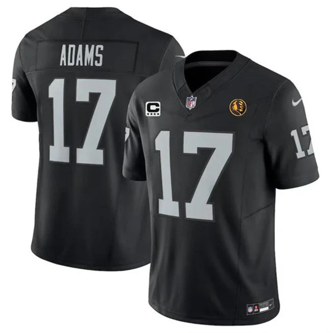 Football Jersey For High School Teams-Men's Las Vegas Raiders #17 Davante Adams Black 2023 F.U.S.E. With 4-star C Patch And John Madden Patch Vapor Limited Football Stitched Jersey