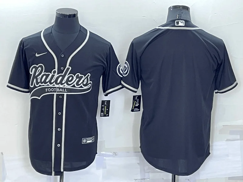 Baseball Jersey With Custom Text-Men's Las Vegas Raiders Blank Black Stitched Cool Base Baseball Jersey