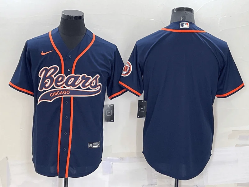 Baseball Jersey For Fan Group Orders-Men's Chicago Bears Blank Navy Blue Stitched Cool Base Baseball Jersey