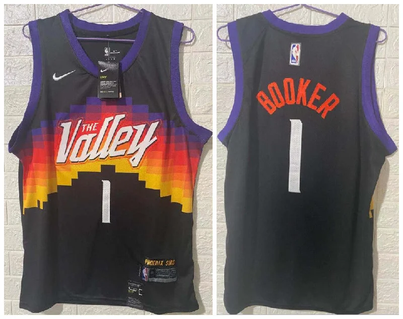 Basketball Jersey For Custom Orders-Suns 1 Devin Booker Black 2020-21 City Edition Swingman Basketball Jersey