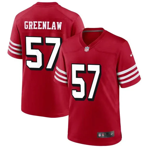 Football Jersey With Personalized Patches-Men's San Francisco 49ers #57 Dre Greenlaw New Red Football Stitched Game Jersey