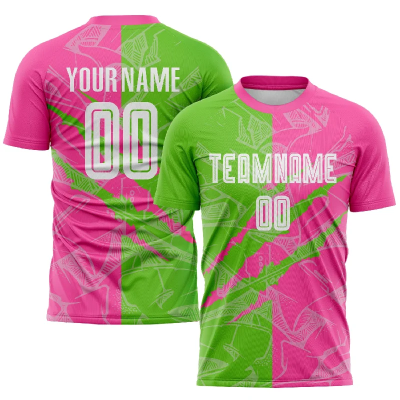 Football Jersey For Football Fans Merchandise-Custom Graffiti Pattern Aurora Green-Pink Scratch Sublimation Soccer Uniform Jersey