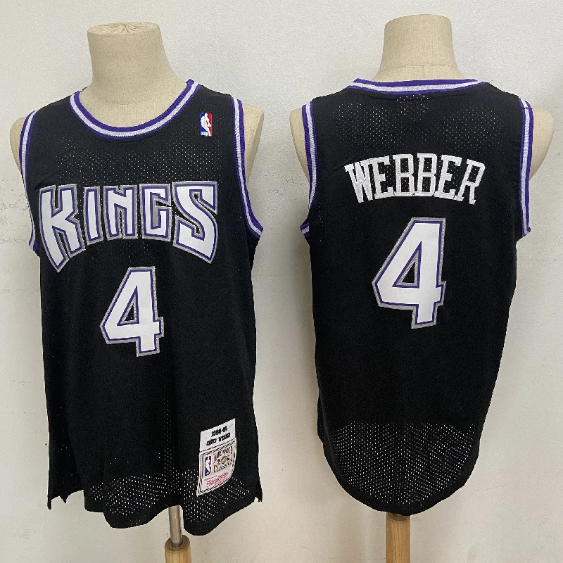 Basketball Jersey For Personalized Game Day Gear-Kings 4 Chris Webber Black 1998-99 Hardwood Classics Basketball Jersey