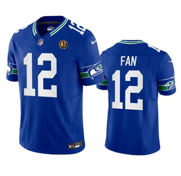 Football Jersey For Game Day Gear-Men's Seattle Seahawks #12 Fan Royal 2023 F.U.S.E. Throwback With John Madden Patch Vapor Limited Football Stitched Jersey