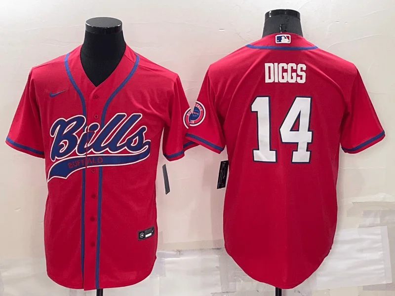 Baseball Jersey For Official Team Fan Gear-Men's Buffalo Bills #14 Stefon Diggs Red Stitched Cool Base Baseball Jersey