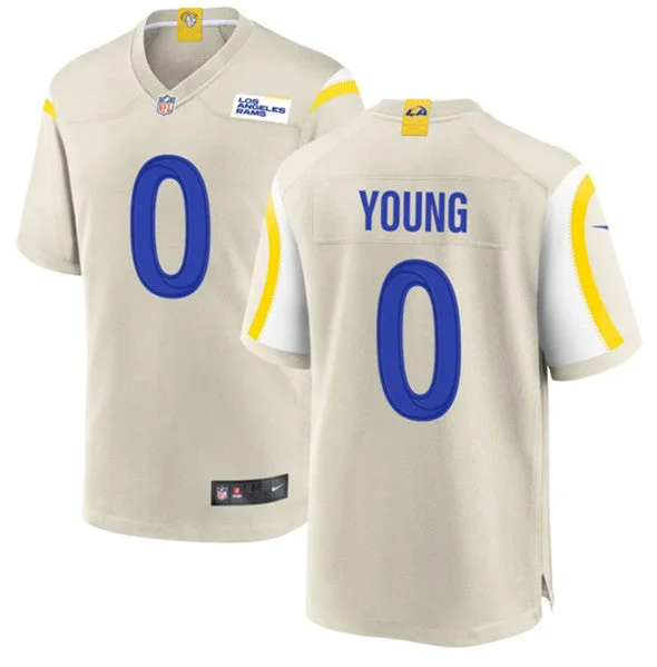 Football Jersey For Football Leagues-Men's Los Angeles Rams #0 PByron Young Bone Football Stitched Game Jersey