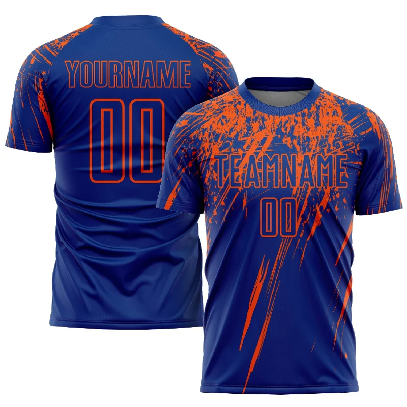 Football Jersey For Custom Team Numbers And Names-Custom Royal Orange Sublimation Soccer Uniform Jersey