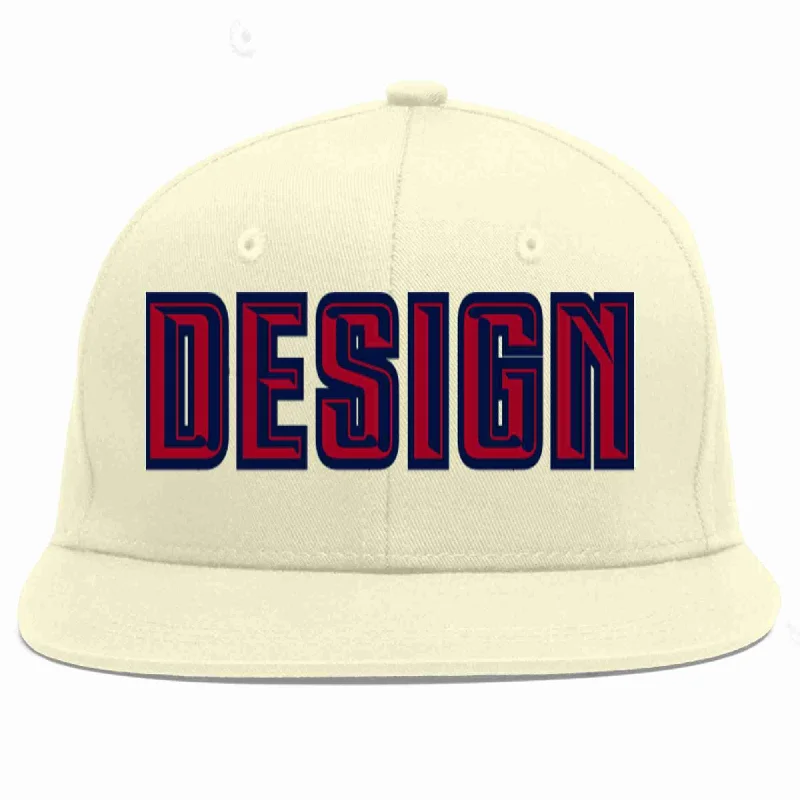 Baseball Cap For Premium Design-Custom Cream Red-Navy Flat Eaves Sport Baseball Cap Design for Men/Women/Youth