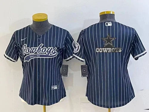 Baseball Jersey For Baseball Gifts And Memorabilia-Women's Dallas Cowboys Navy Team Big Logo With Patch Cool Base Stitched Baseball Jersey(Run Small)