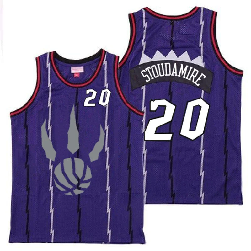 Basketball Jersey For Fanatic Merchandise-Raptors 20 Damon Stoudamire Purple Gray Logo Retro Basketball Jersey