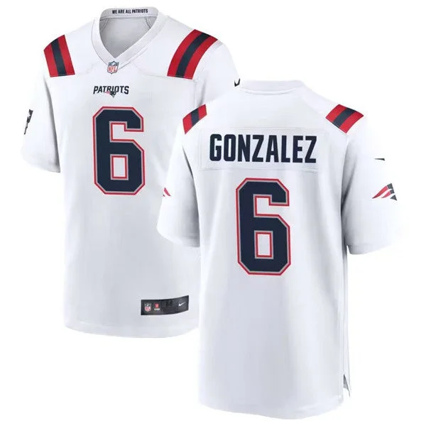 Football Jersey For Unique Fan Orders-Men's New England Patriots #6 Christian Gonzalez White Football Stitched Game Jersey