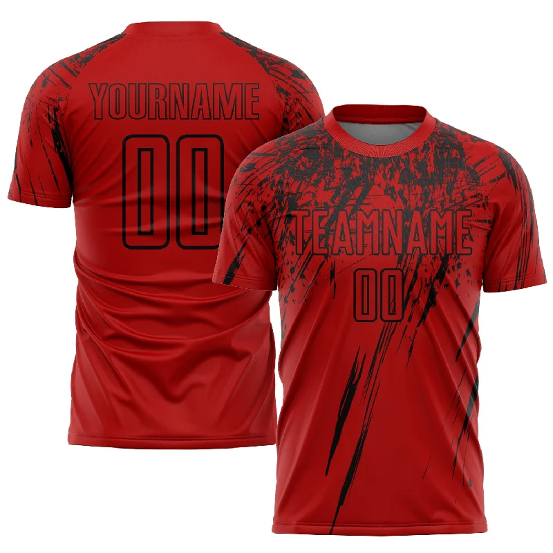 Football Jersey For Sale-Custom Red Black Sublimation Soccer Uniform Jersey