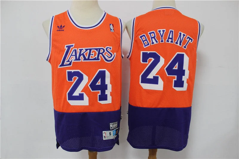 Basketball Jersey For Major League Supporters-Lakers 24 Kobe Bryant Orange Navy Split Hardwood Classics Basketball Jersey