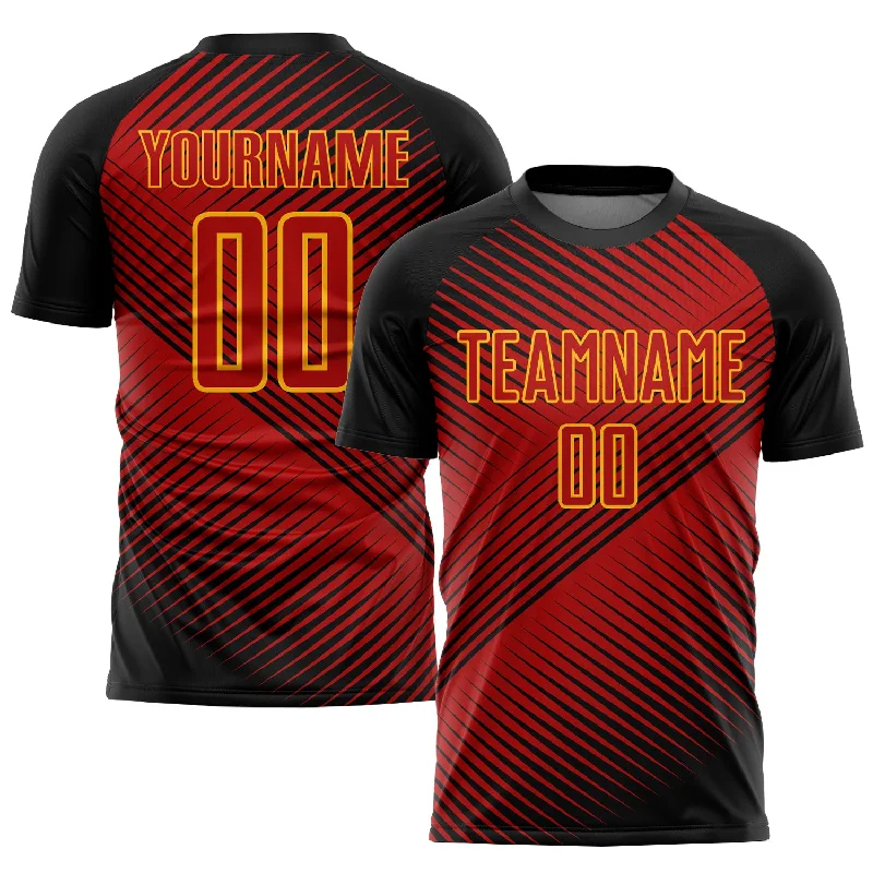 Football Jersey For College Sports Teams-Custom Red Black-Yellow Sublimation Soccer Uniform Jersey