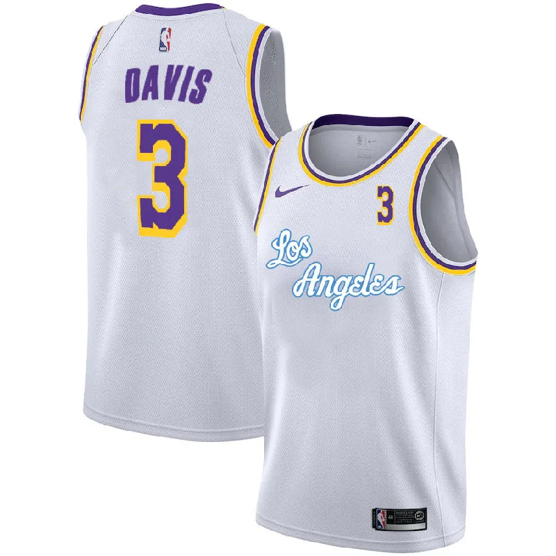 Basketball Jersey For College Fan Gear-Lakers 3 Anthony Davis White 2020-2021 New City Edition Swingman Basketball Jersey