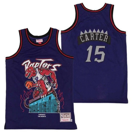 Basketball Jersey For Personalized Game Day Gear-Raptors 15 Vince Carter Purple Hardwood Classics Skull Edition Basketball Jersey