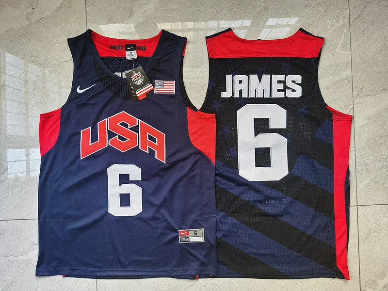 Basketball Jersey For Custom Fan Apparel-USA 6 James Navy 2012 Olympic Basketball Team Basketball Jersey