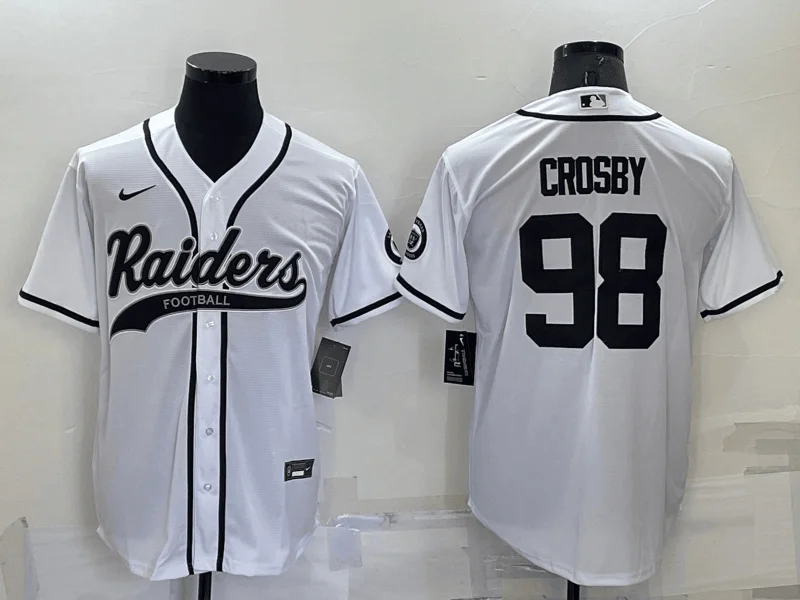 Baseball Jersey For Personalized Team Wear-Men's Las Vegas Raiders #98 Maxx Crosby White Stitched Cool Base Baseball Jersey