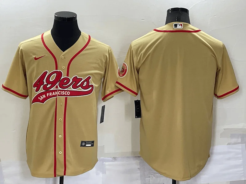 Baseball Jersey For Custom Team Numbers And Names-Men's San Francisco 49ers Blank Gold Stitched Cool Base Baseball Jersey