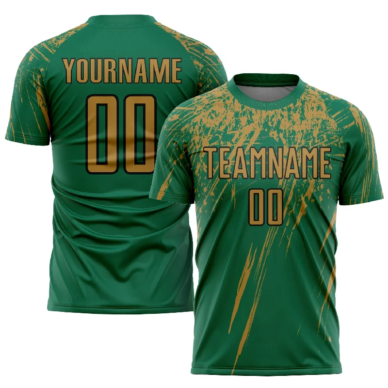 Football Jersey For Personalized Player Merchandise-Custom Kelly Green Old Gold-Black Sublimation Soccer Uniform Jersey