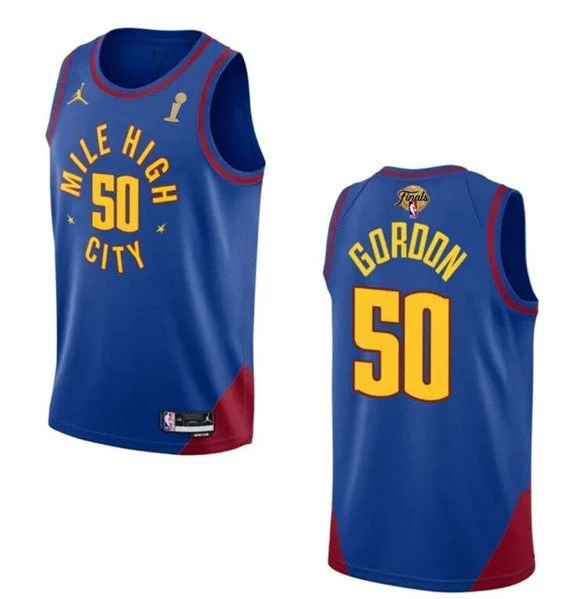 Basketball Jersey For Group Orders And Discounts-Nuggets 50 Aaron Gordon Blue 2023 Finals Champions Jordan Brand Swingman Basketball Jersey