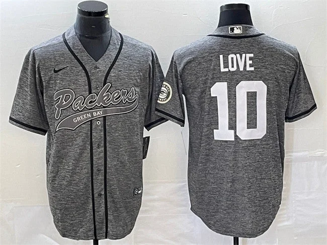 Baseball Jersey For Sports Merchandise-Men's Green Bay Packers #10 Jordan Love Gray Cool Base Stitched Baseball Jersey