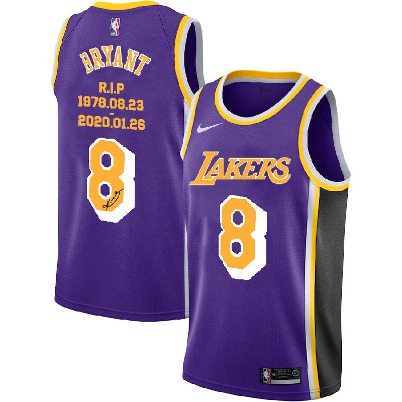 Basketball Jersey For Kids-Lakers 8 Kobe Bryant Purple R.I.P Signature Swingman Basketball Jersey