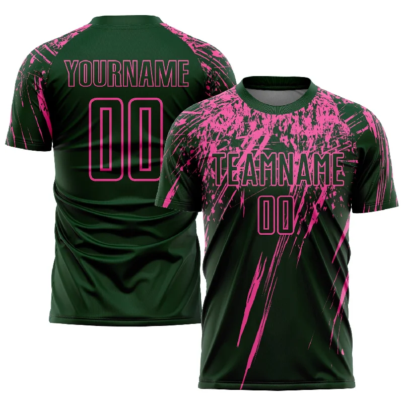 Football Jersey For Supporter Event Gear-Custom Green Pink Sublimation Soccer Uniform Jersey