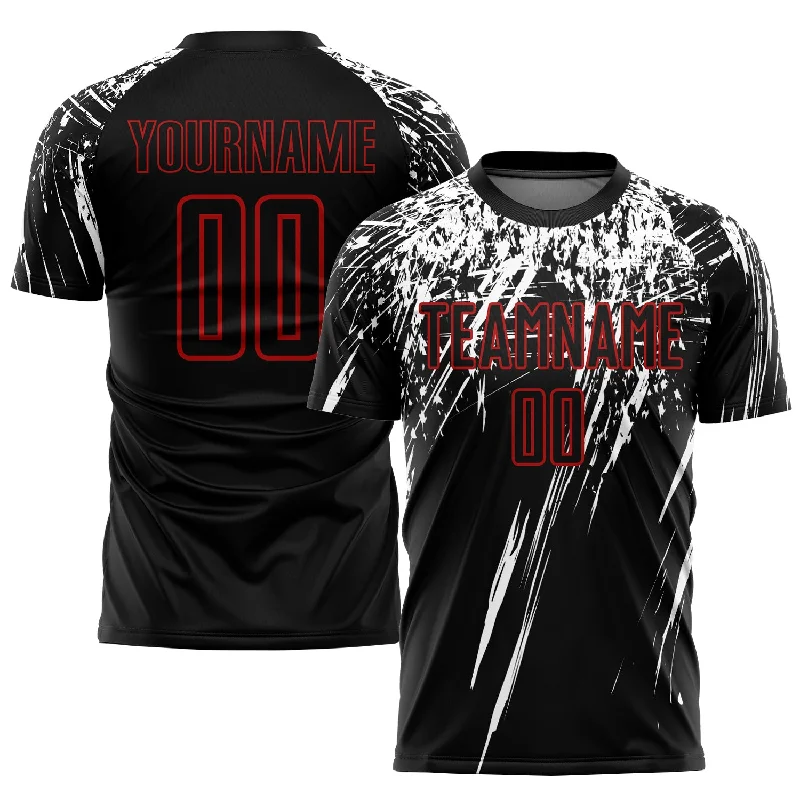 Football Jersey For Kids-Custom Black Red-White Sublimation Soccer Uniform Jersey