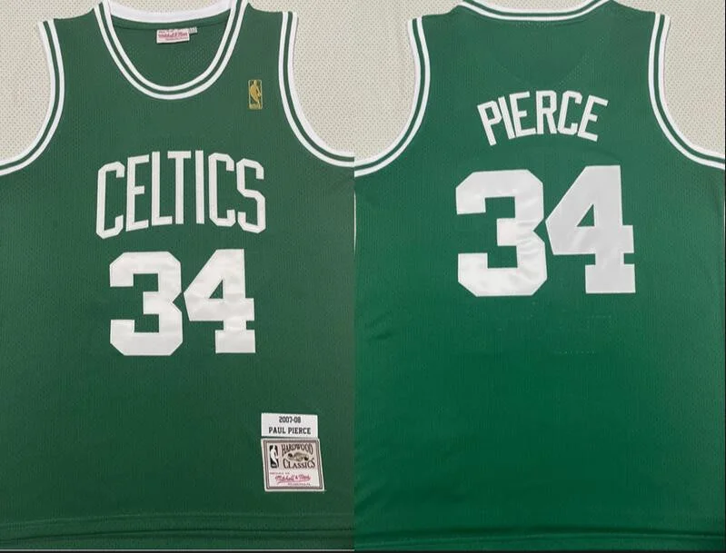 Basketball Jersey With Custom Text-Celtics 34 Paul Pierce Green 2007-08 Hardwood Classics Swingman Basketball Jersey