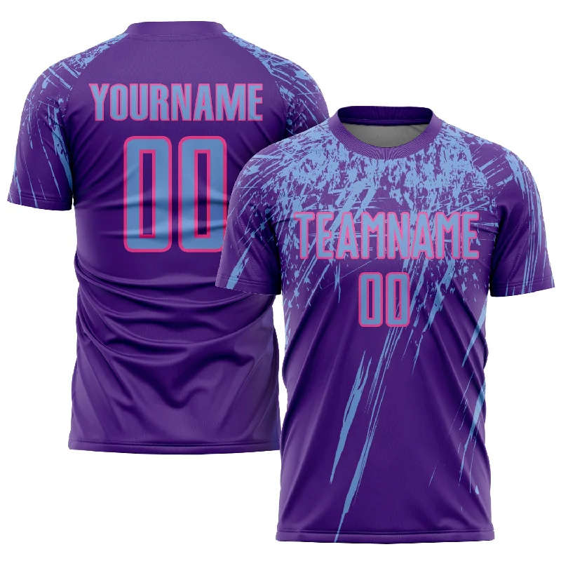 Football Jersey With Custom Logo Design-Custom Purple Light Blue-Pink Sublimation Soccer Uniform Jersey