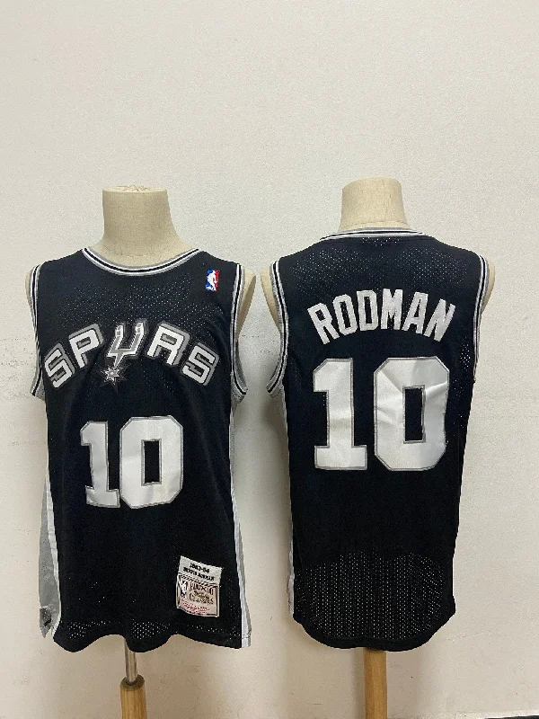 Basketball Jersey For Basketball Players And Fans-Spurs 10 Dennis Rodman Black 1993-94 Hardwood Classics Basketball Jersey