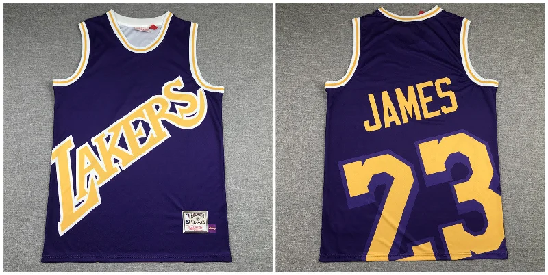 Custom Basketball Jersey-Lakers 23 Lebron James Purple Hardwood Classics Basketball Jersey